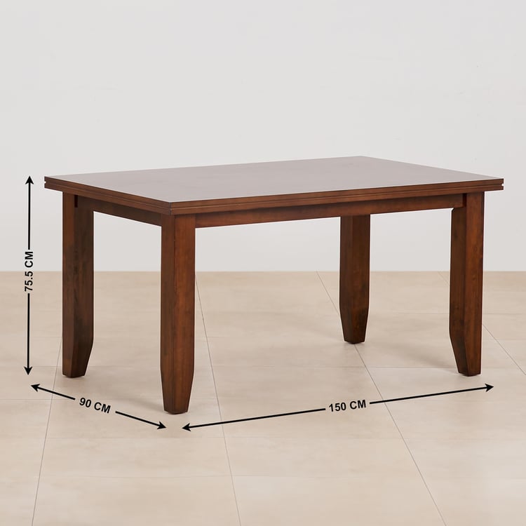 (Refurbished) New Chunky Solid Wood 6-Seater Dining Table - Brown