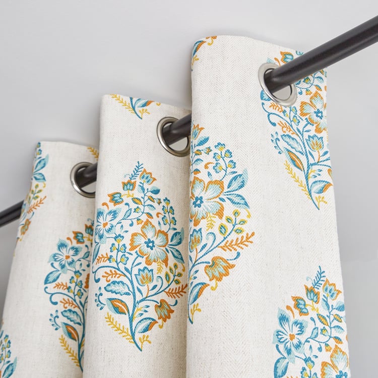 Mellow Bering Floral Print Light Filtering Door Curtain - 7ft