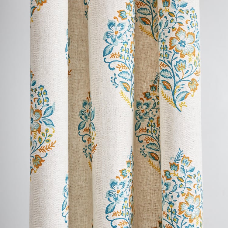 Mellow Bering Floral Print Light Filtering Door Curtain - 7ft
