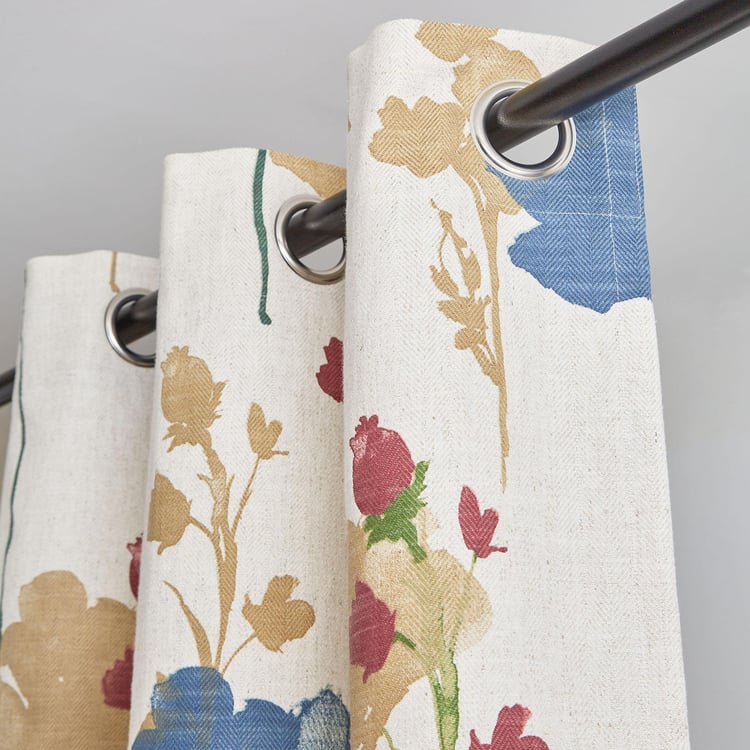 Mellow Breeze Floral Print Light Filtering Window Curtain - 5ft