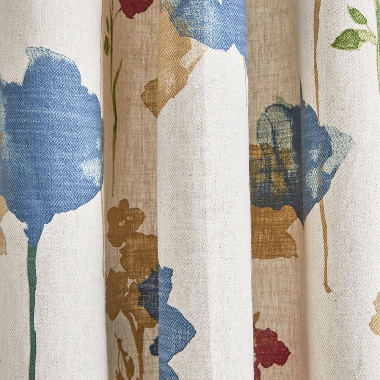 Mellow Breeze Floral Print Light Filtering Window Curtain - 5ft