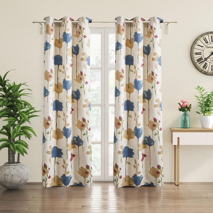 Mellow 1Pc Floral Print Light Filtering Door Curtain