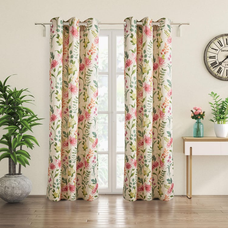 Mellow Iguana Floral Print Light Filtering Door Curtain