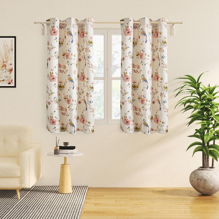 Mellow Elm Floral Print Light Filtering Window Curtain