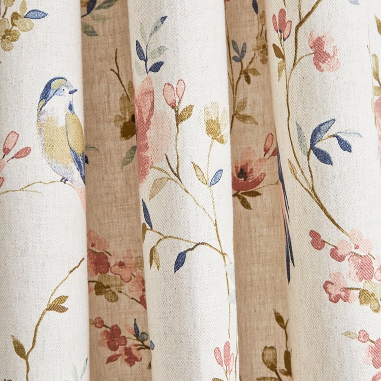 Mellow Elm Floral Print Light Filtering Window Curtain