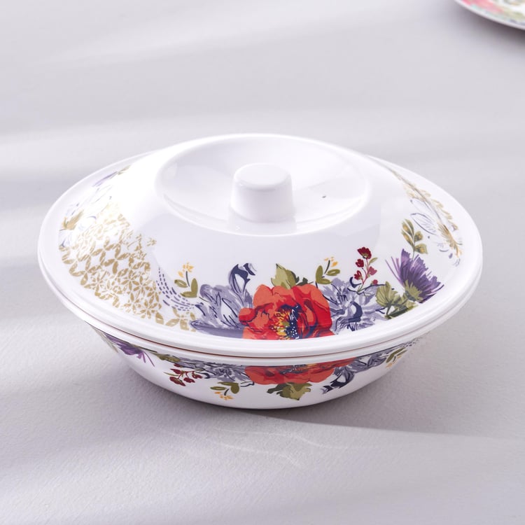 Meadows Theme Melamine Serving Bowl with Lid - 1.1L