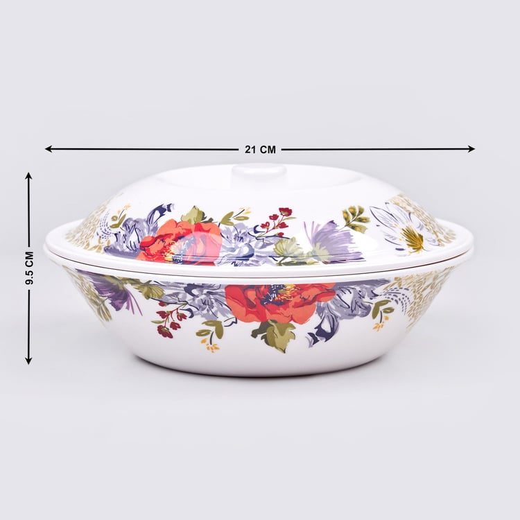 Meadows Theme Melamine Serving Bowl with Lid - 1.1L