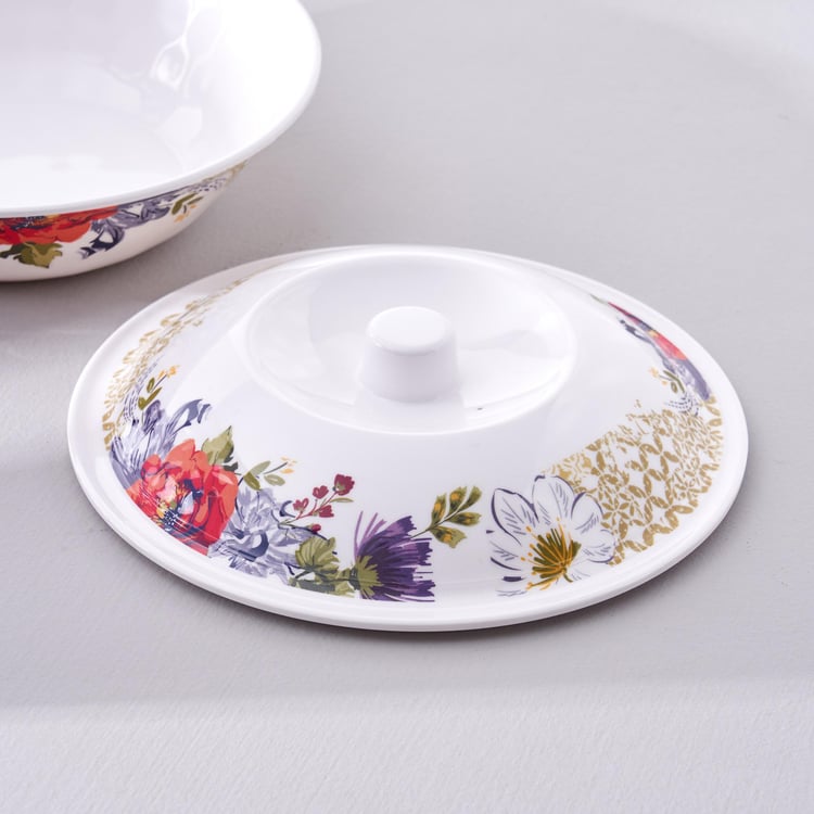 Meadows Theme Melamine Serving Bowl with Lid - 1.1L