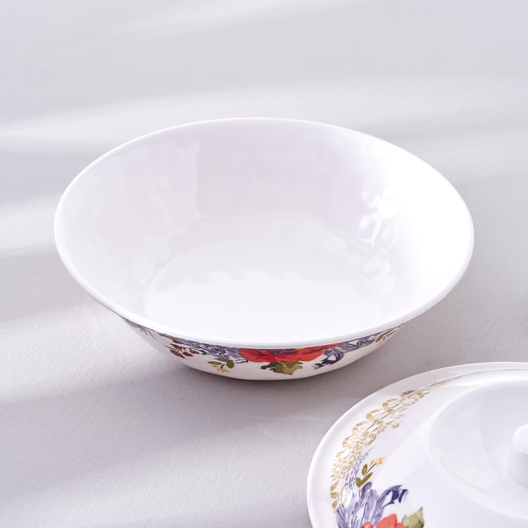 Meadows Theme Melamine Serving Bowl with Lid - 1.1L