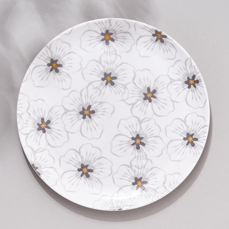 Meadows Theme Monochrome Melamine Printed Dinner Plate - 27cm