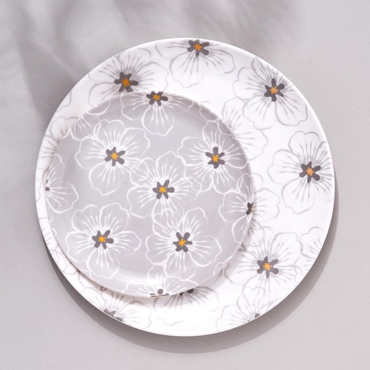 Meadows Theme Monochrome Melamine Printed Dinner Plate - 27cm