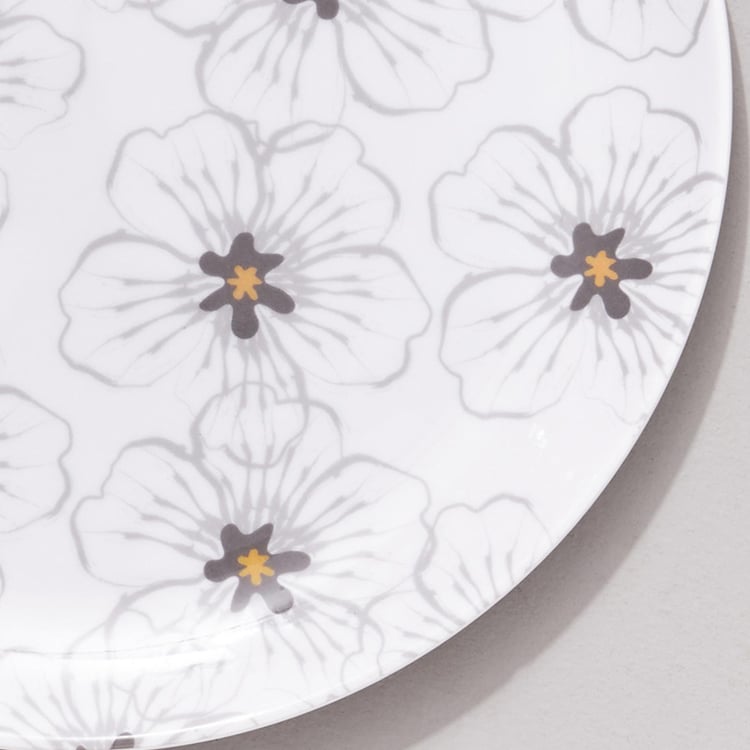 Meadows Theme Monochrome Melamine Printed Dinner Plate - 27cm