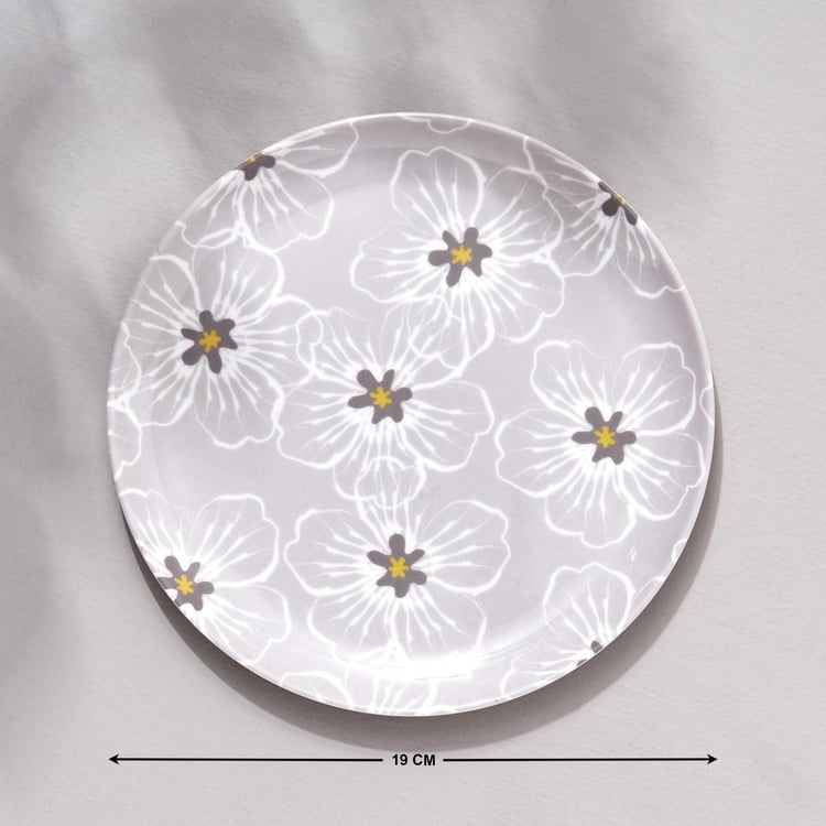 Meadows Theme Monochrome Melamine Printed Side Plate - 19cm