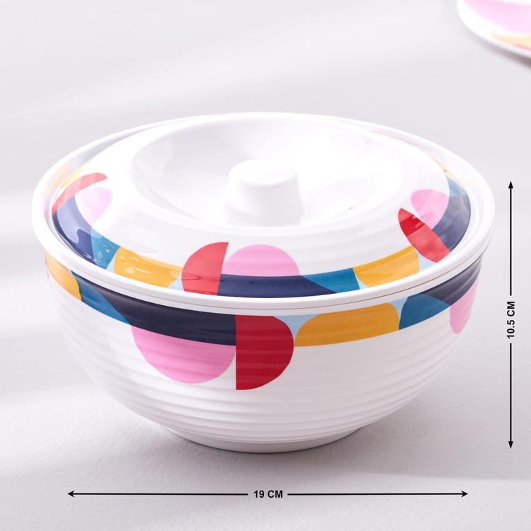 Meadows Theme Rhapsody Melamine Printed Serving Bowl with Lid - 1.5L