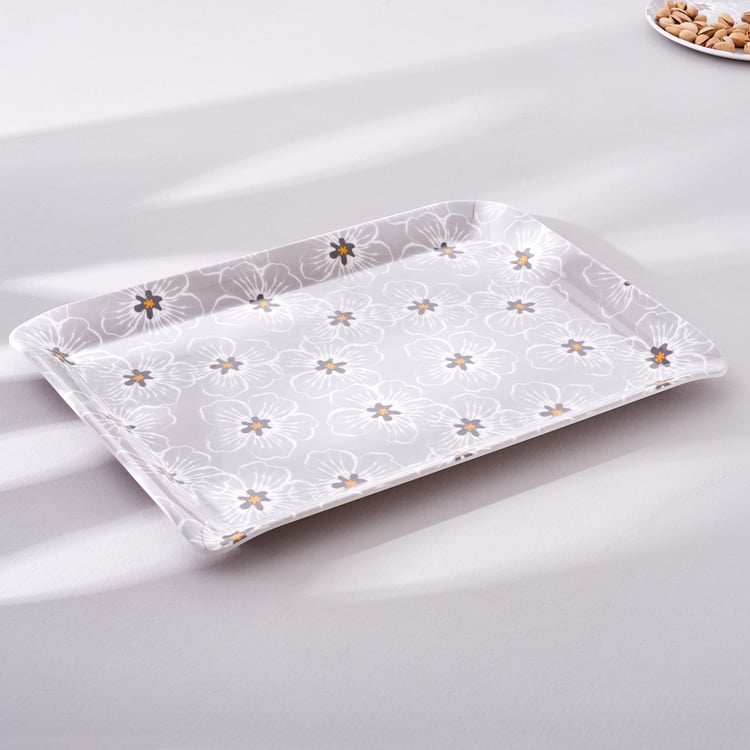 Meadows Theme Monochrome Melamine Serving Tray - 38x28cm