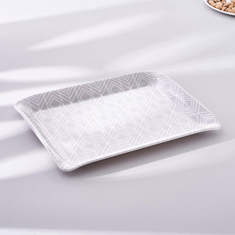 Meadows Theme Monochrome Melamine Serving Tray - 31x23cm