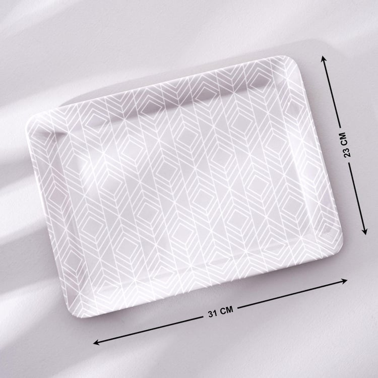 Meadows Theme Monochrome Melamine Serving Tray - 31x23cm