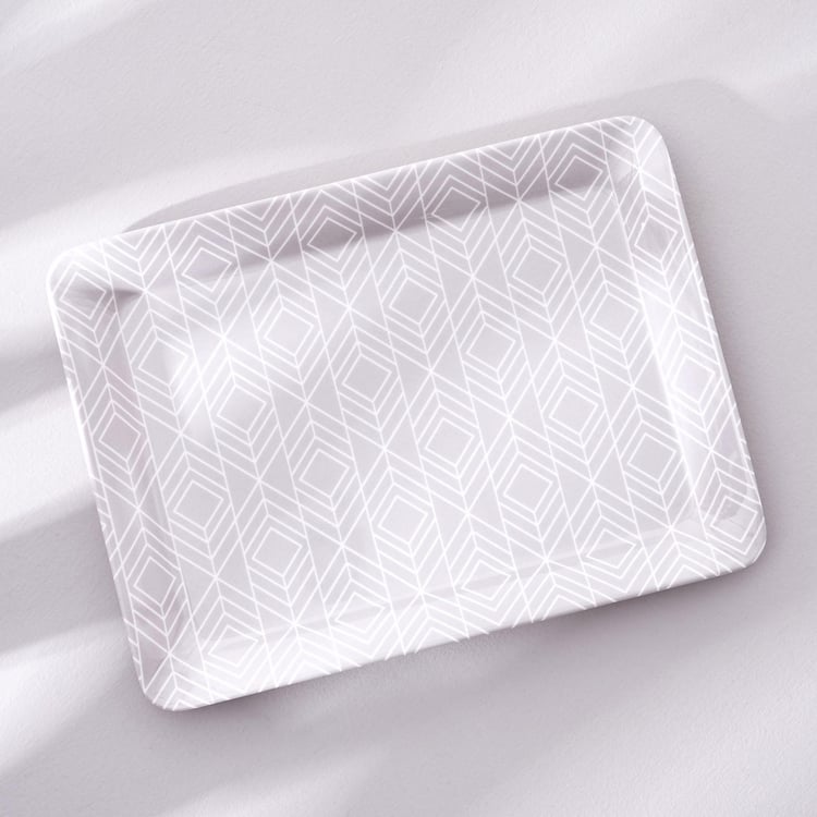 Meadows Theme Monochrome Melamine Serving Tray - 31x23cm