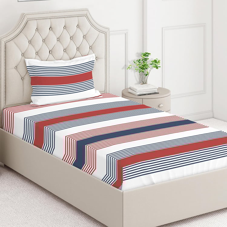 LAYERS Zen Cotton Blend 225TC Striped 2Pcs Single Bedsheet Set