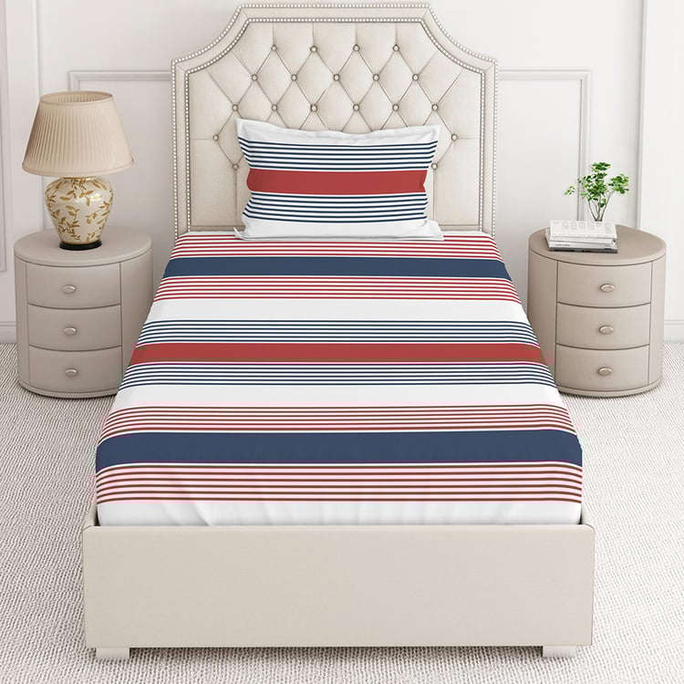 LAYERS Zen Cotton Blend 225TC Striped 2Pcs Single Bedsheet Set