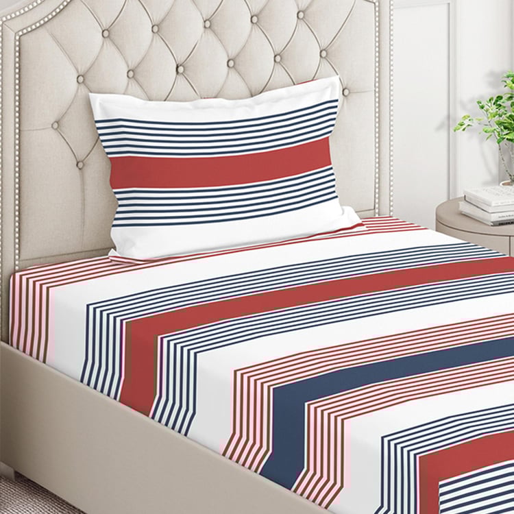 LAYERS Zen Cotton Blend 225TC Striped 2Pcs Single Bedsheet Set