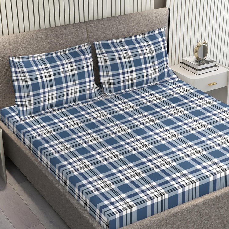 LAYERS Zen 225TC Checked 3Pcs Queen Bedsheet Set