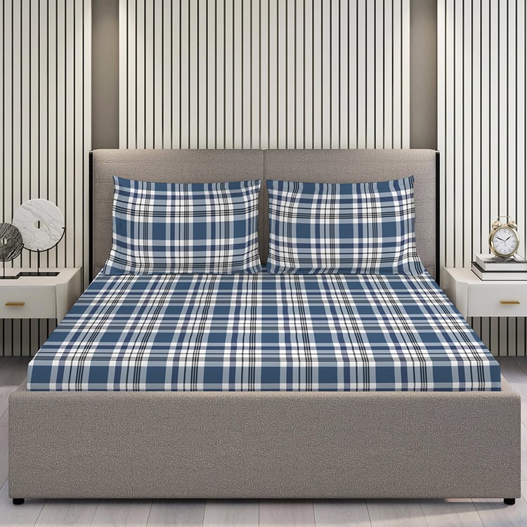 LAYERS Zen 225TC Checked 3Pcs Queen Bedsheet Set