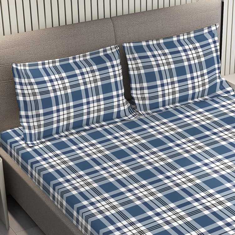 LAYERS Zen 225TC Checked 3Pcs Queen Bedsheet Set