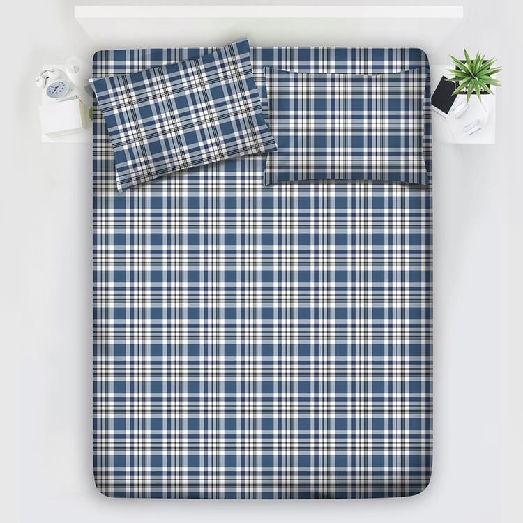 LAYERS Zen 225TC Checked 3Pcs Queen Bedsheet Set