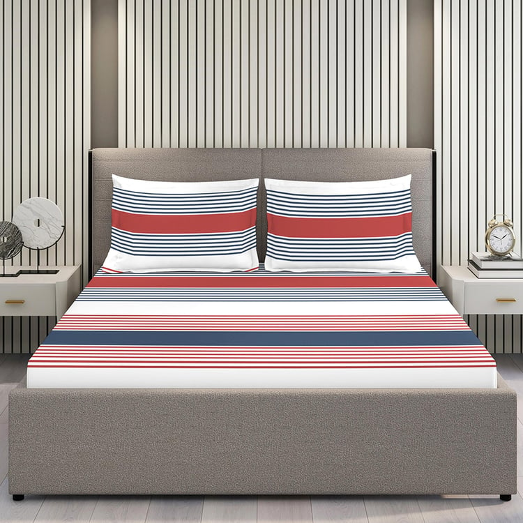 LAYERS Zen Cotton Blend 225TC Striped 3Pcs Queen Bedsheet Set