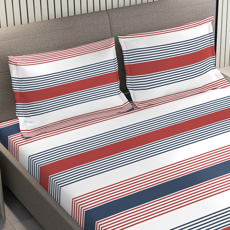 LAYERS Zen Cotton Blend 225TC Striped 3Pcs Queen Bedsheet Set