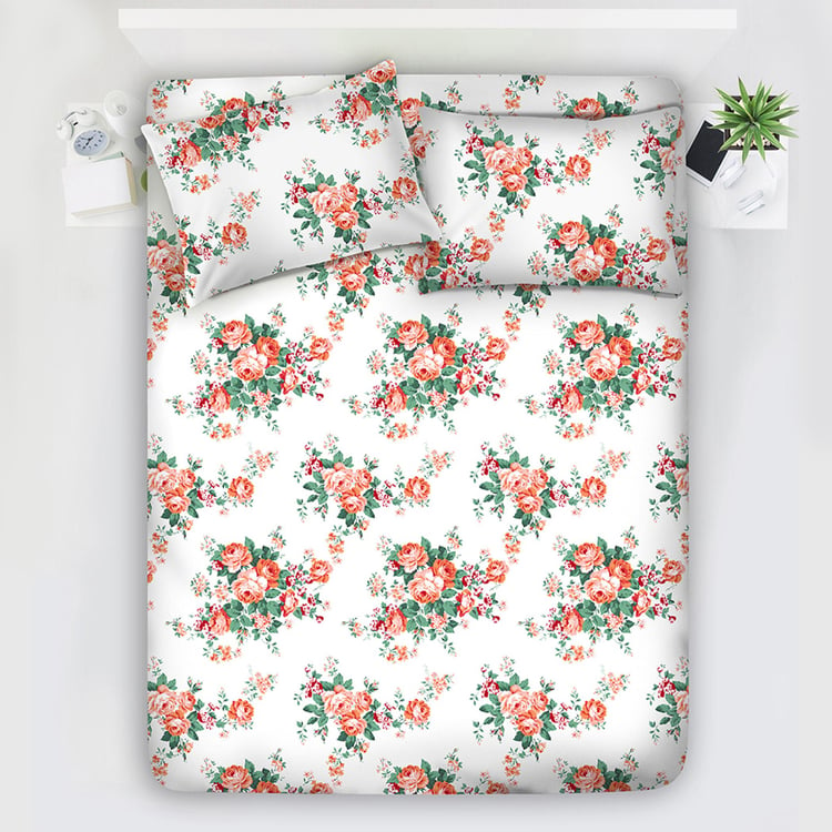 LAYERS Zen Cotton Blend 225TC Floral Print 3Pcs Queen Bedsheet Set