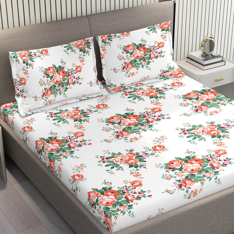 LAYERS Zen Cotton Blend 225TC Floral Print 3Pcs King Bedsheet Set