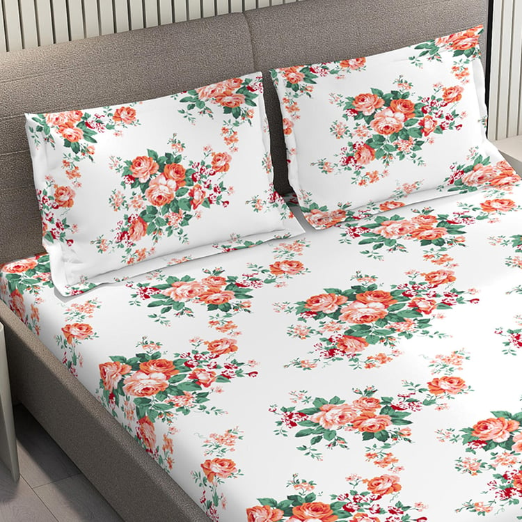 LAYERS Zen Cotton Blend 225TC Floral Print 3Pcs King Bedsheet Set