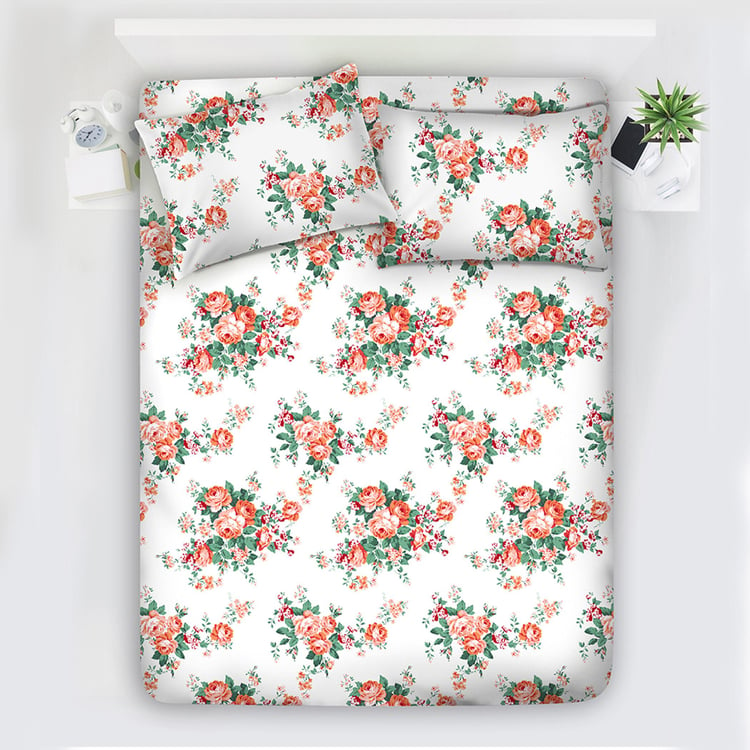 LAYERS Zen Cotton Blend 225TC Floral Print 3Pcs King Bedsheet Set