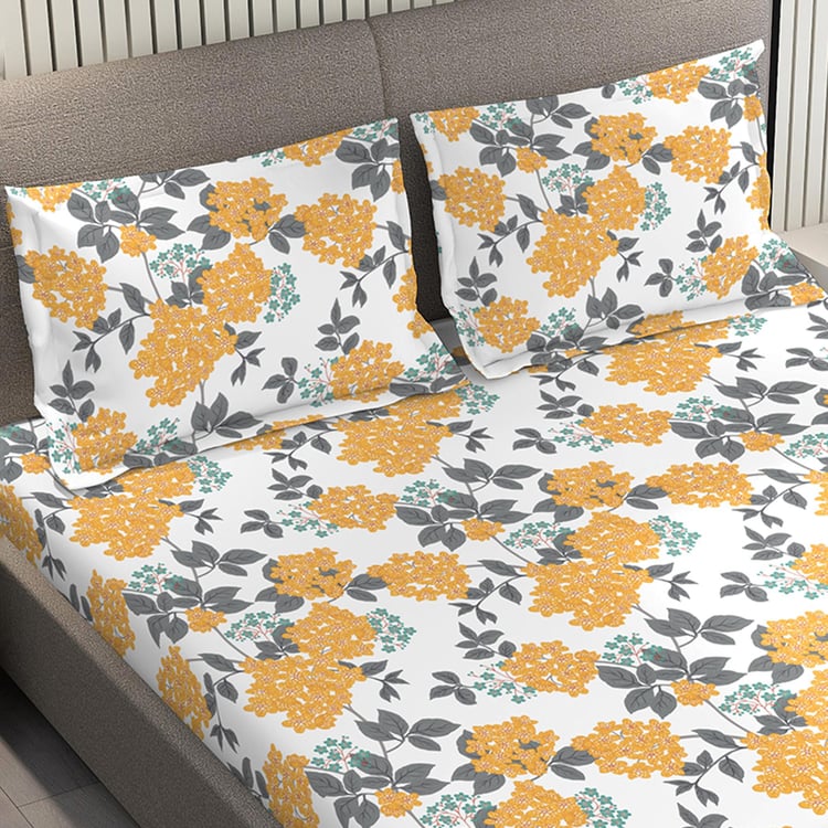 LAYERS Zen Cotton Blend 225TC Floral Print 3Pcs King Bedsheet Set