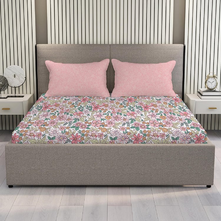 Color Sense by LAYERS Ivy 125GSM Floral Print 3Pcs Queen Bedsheet Set