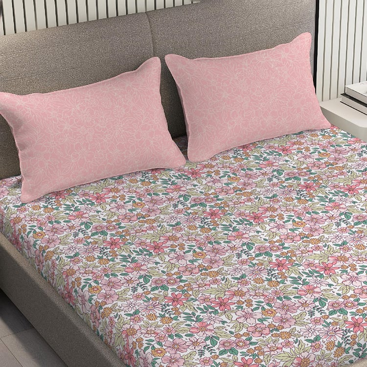 Color Sense by LAYERS Ivy 125GSM Floral Print 3Pcs Queen Bedsheet Set