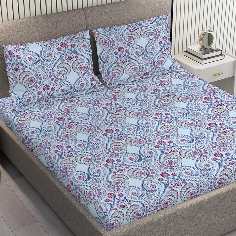 LAYERS Emaline Cotton 144TC Printed 3Pcs Queen Bedsheet Set