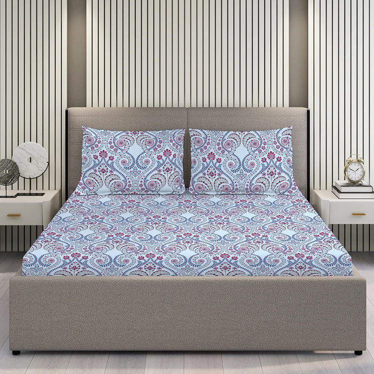 LAYERS Emaline Cotton 144TC Printed 3Pcs Queen Bedsheet Set
