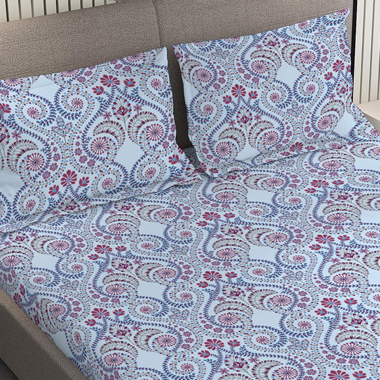 LAYERS Emaline Cotton 144TC Printed 3Pcs Queen Bedsheet Set