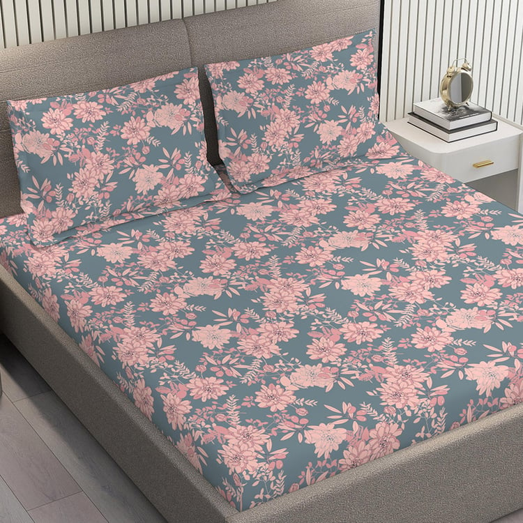 LAYERS Emaline Cotton 144TC Floral Print 3Pcs Queen Bedsheet Set