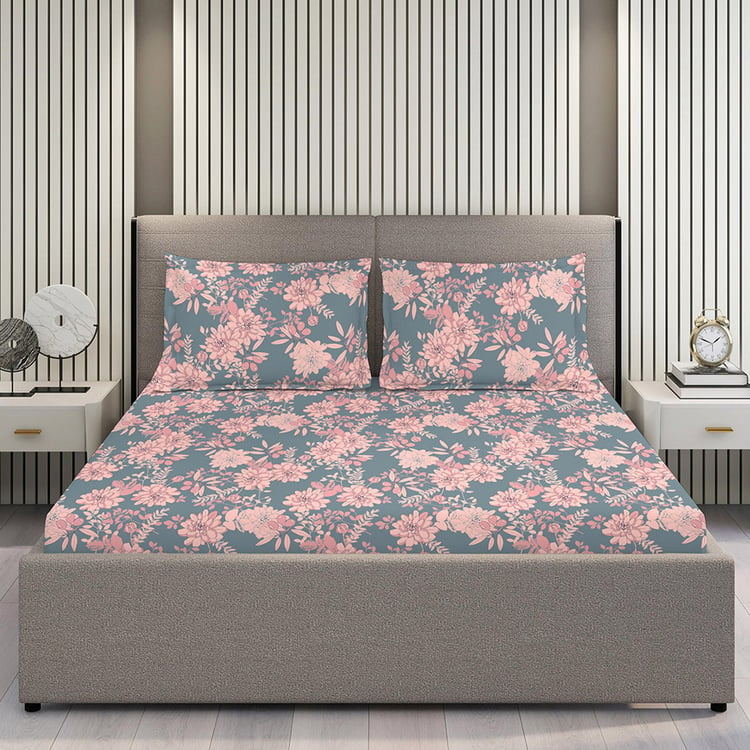 LAYERS Emaline Cotton 144TC Floral Print 3Pcs Queen Bedsheet Set