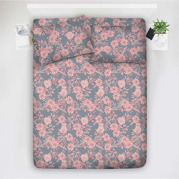 LAYERS Emaline Cotton 144TC Floral Print 3Pcs Queen Bedsheet Set