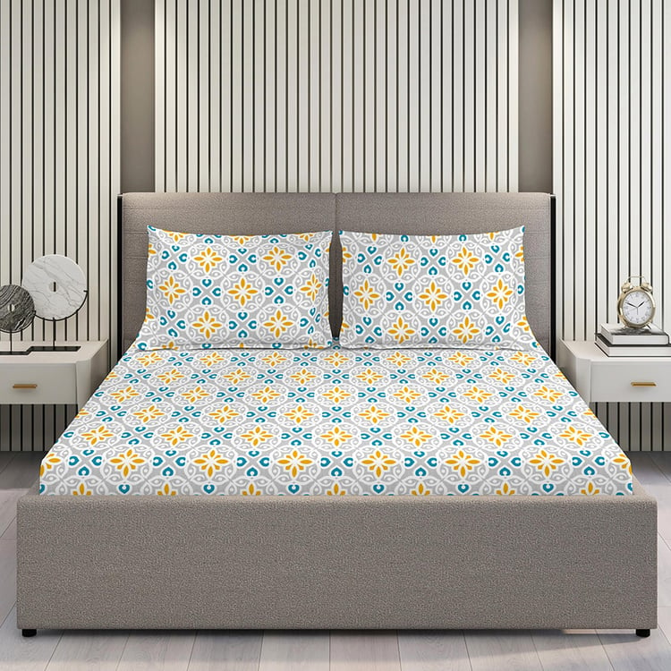 LAYERS Emaline Cotton 144TC Printed 3Pcs Queen Bedsheet Set