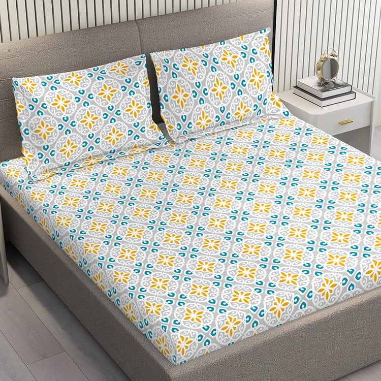 LAYERS Emaline Cotton 144TC Printed 3Pcs King Bedsheet Set