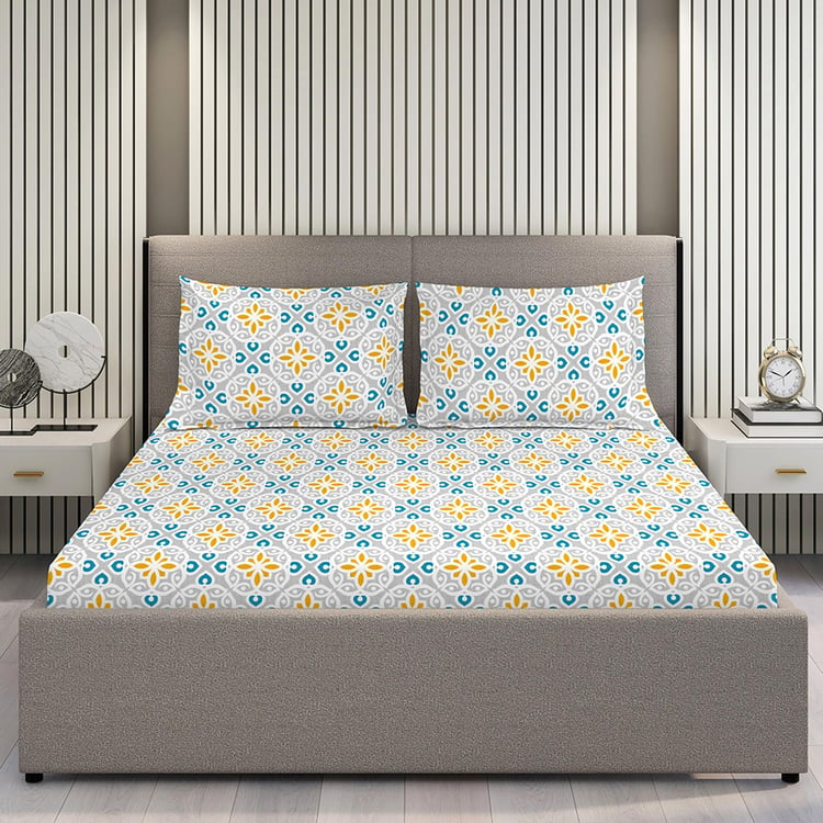 LAYERS Emaline Cotton 144TC Printed 3Pcs King Bedsheet Set