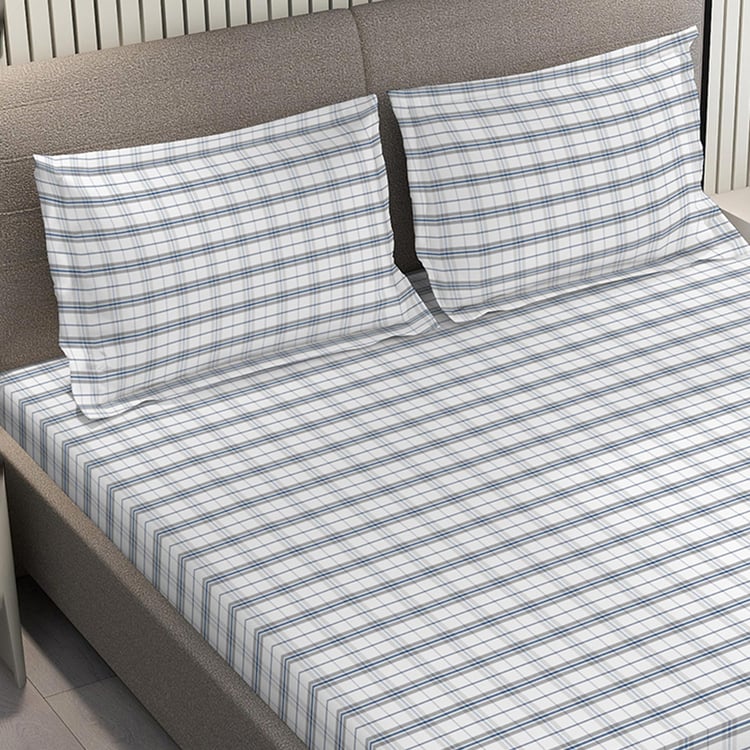 LAYERS Emaline Cotton 144TC Checked 3Pcs King Bedsheet Set