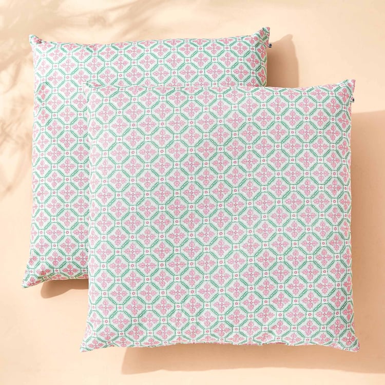 Ebony Grace Set of 2 Printed Filled Cushions - 65x65cm