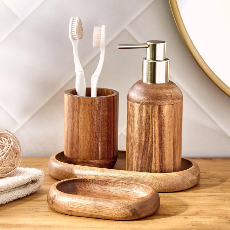 Noelle Natural Wooden Tooth Brush Holder